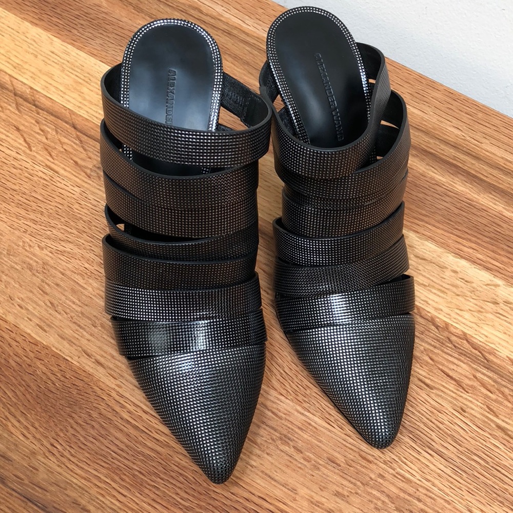 NWT- Alexander Wang Carbon Strappy Mules